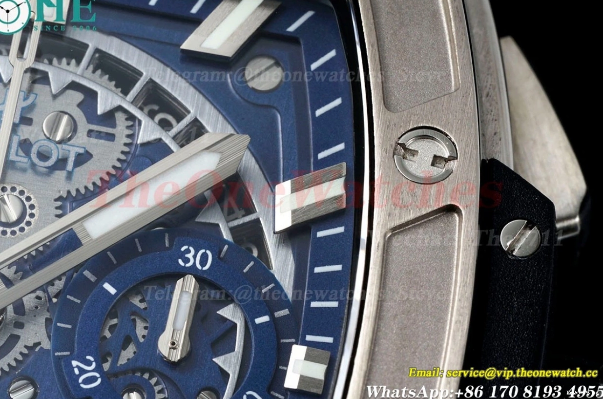 A7750 Big Chrono BBF Spirit Skeleton TI of 42mm Dial Bang Mod RU Blue 0117